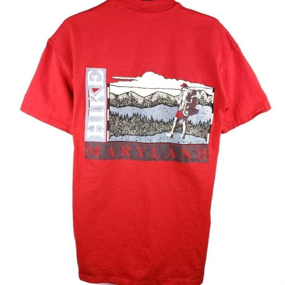 Hike Maryland T Shirt Vintage 90s Backpacking Mountain Hiking Made In USA Mens